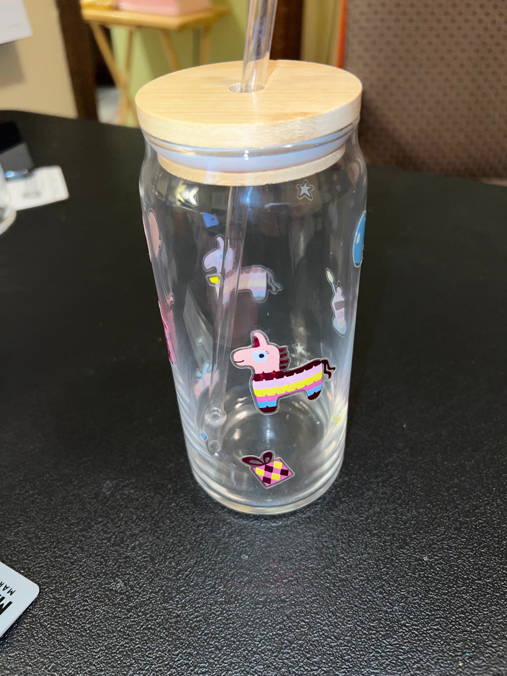 Aesthetic Glass Tumbler with Bamboo Lid