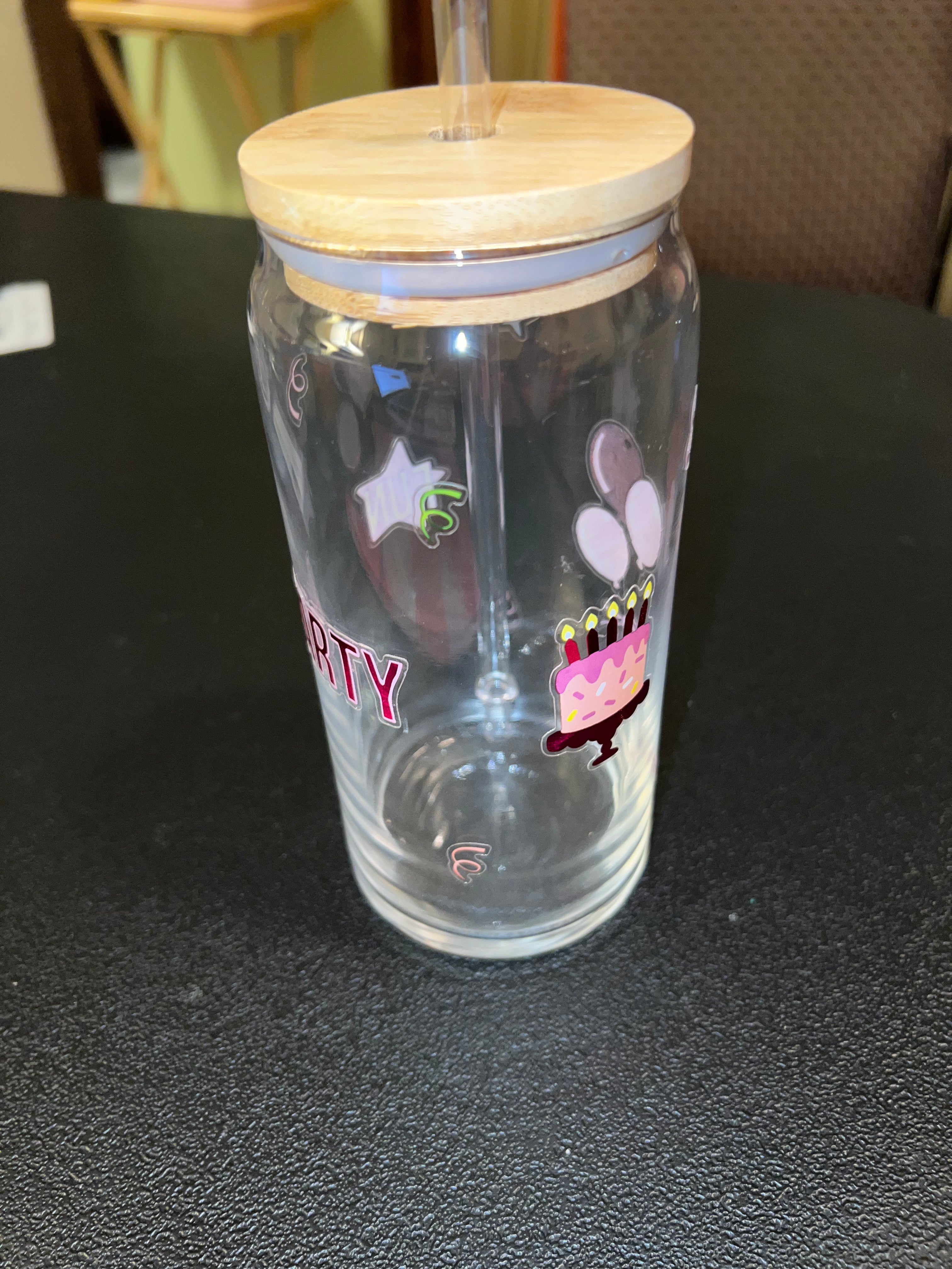 Custom Floral Glass Cup