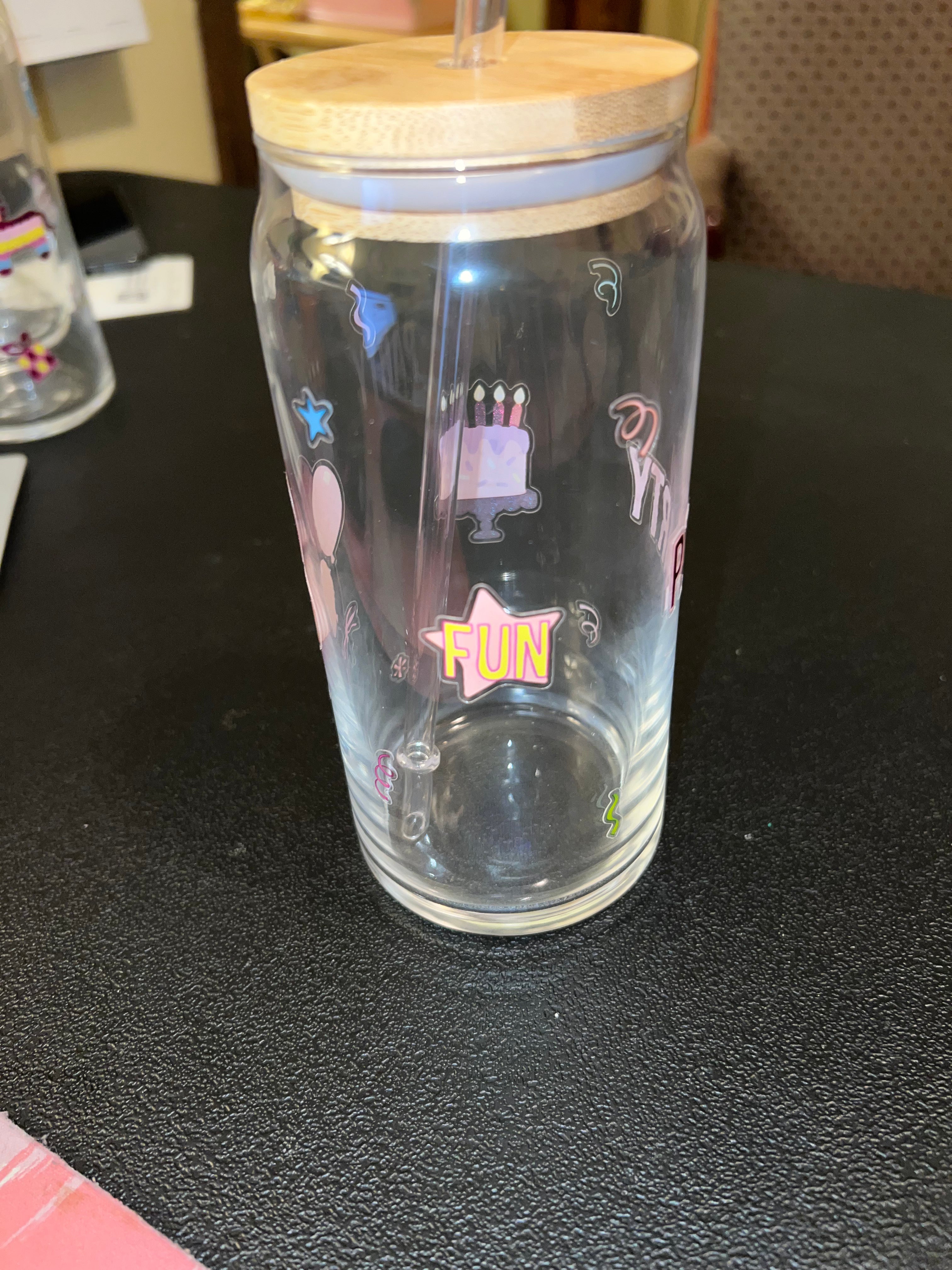 Custom Floral Glass Cup